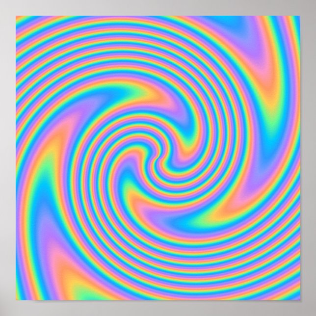 Multicolor Psychedelic Twist Swirl Pattern. Poster (Front)