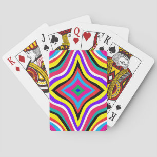 Multicolor Psychedelic Wavy Striped Rhombus Playing Cards