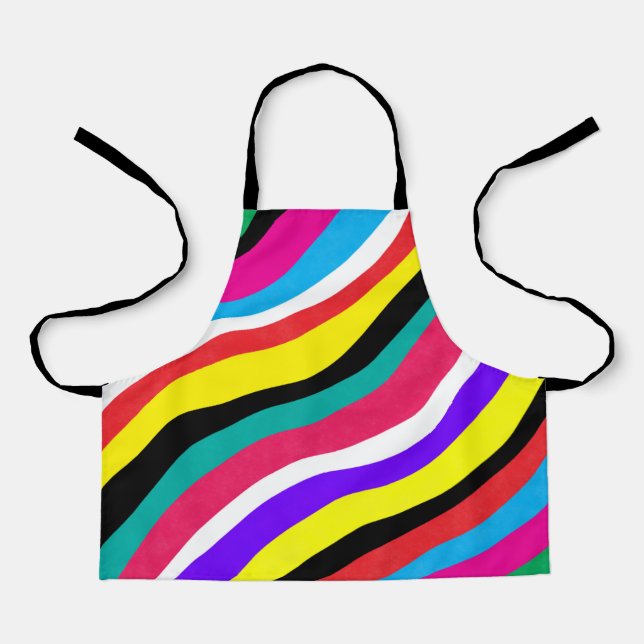 Multicolor Psychedelic Wavy Stripes Apron (Front)
