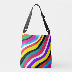 Multicolor Psychedelic Wavy Stripes Crossbody Bag