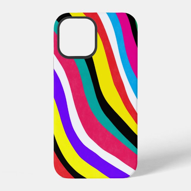 Multicolor Psychedelic Wavy Stripes iPhone Case (Back)