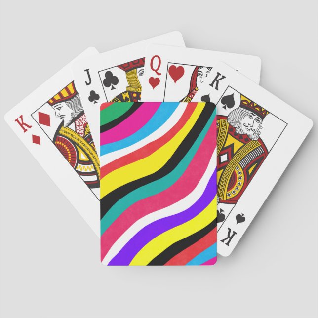 Multicolor Psychedelic Wavy Stripes Playing Cards (Back)