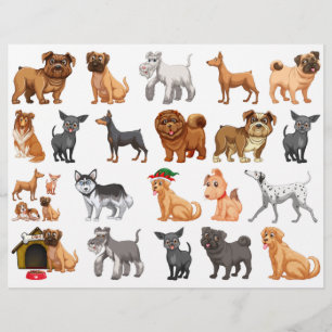 Multicolor Puppy Dogs Scrapbook Paper 
