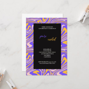 multicolor purple and orange birthday invitation