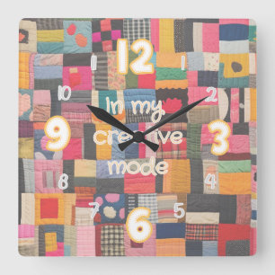 multicolor quilted-styled wall clock
