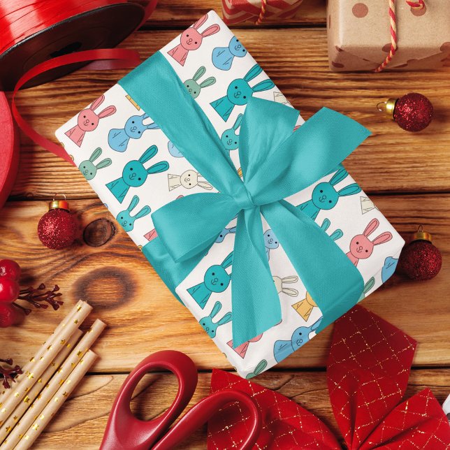 Multicolor Rabbit Cartoon Wrapping Paper (easterbunny cartoon birthday packing gift wrap,gift wrapping paper,return gift wrap paper,paper gift)