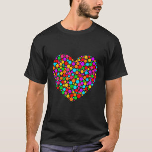 Multicolor Rainbow Polka Dot Heart International D T-Shirt