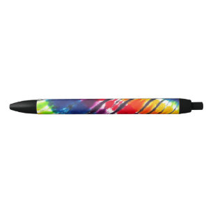 Multicolor Rainbow Tie-Dye Black Ink Pen