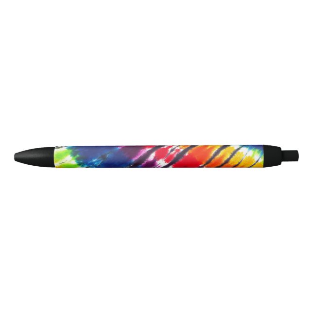 Multicolor Rainbow Tie-Dye Black Ink Pen (Front)