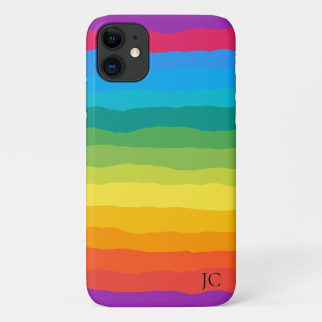 Multicolor Rainbow Wiggly Stripes Case-Mate iPhone Case (Back)