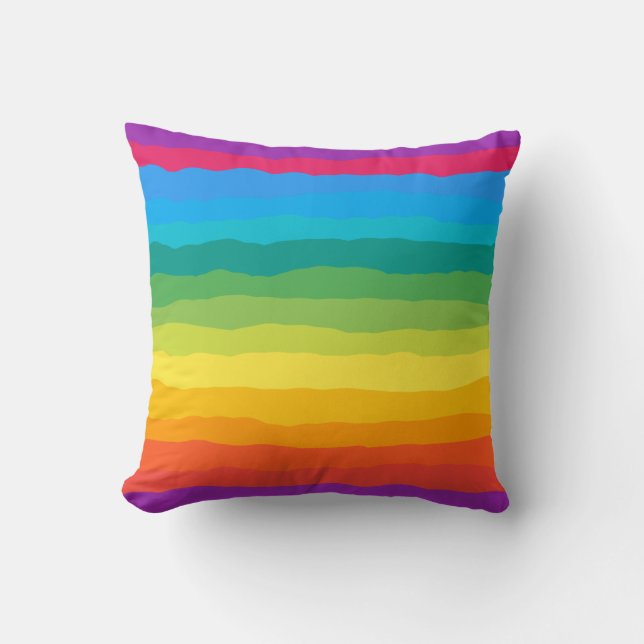 Multicolor Rainbow Wiggly Stripes Cushion (Front)