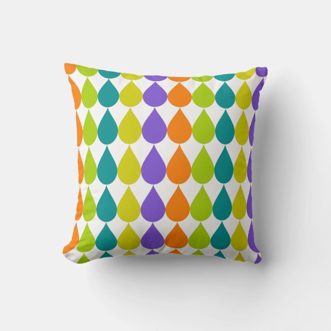 Multicolor Raindrops3 Graphic Cushion (Front)