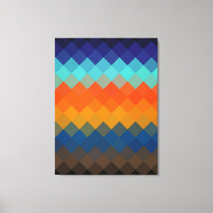 Multicolor Retro Diamond Seamless Pattern 2 Canvas Print