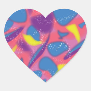 Multicolor Retro Heart Sticker