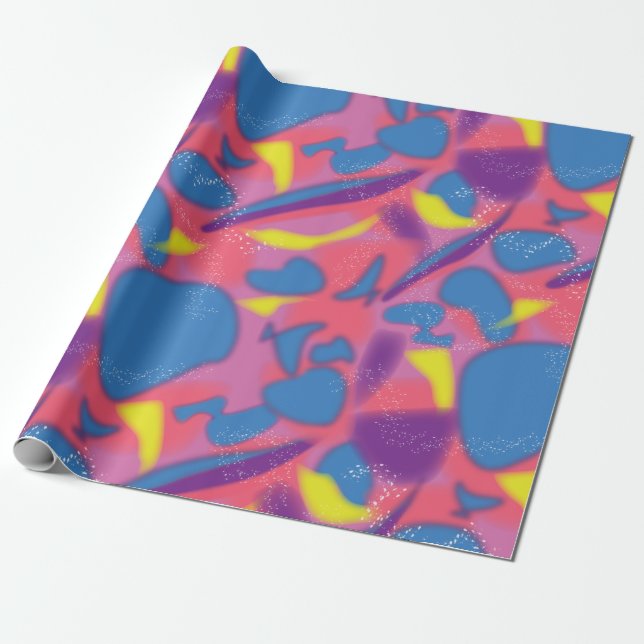 Multicolor Retro Neon Wrapping Paper (Unrolled)