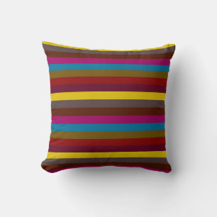 Multicolor Retro Stripes Pattern Cushion