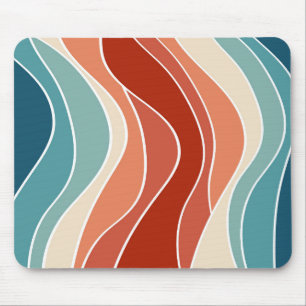 Multicolor retro style waves mouse mat