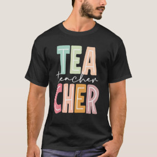 Multicolor Retro Teacher Kindergarten School Teach T-Shirt