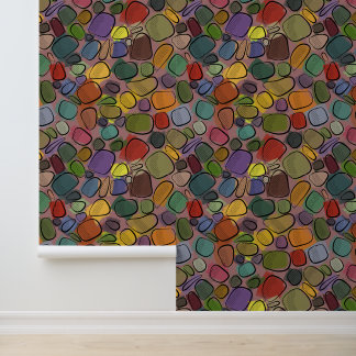 Multicolor Rocks Mid Century Modern Style Wallpaper
