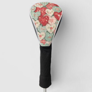 Multicolor Rustic Heart Quilt Block Golf Head Cover