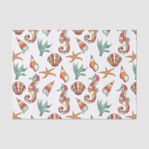 Multicolor Seahorse and Shell Tissue Paper