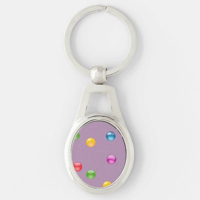 Multicolor Shiny Polkadot Confetti DIY Background Key Ring (Front)