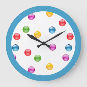 Multicolor Shiny Polkadot Confetti DIY Background Large Clock