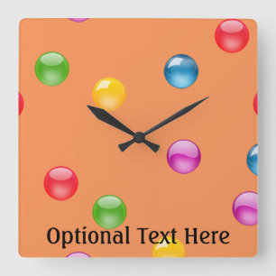 Multicolor Shiny Polkadot Confetti DIY Background Square Wall Clock