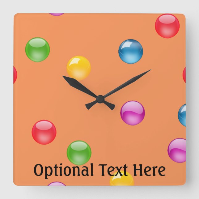Multicolor Shiny Polkadot Confetti DIY Background Square Wall Clock (Front)