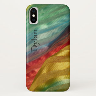 Multicolor Silk Fabric Photo with Name iPhone X Case