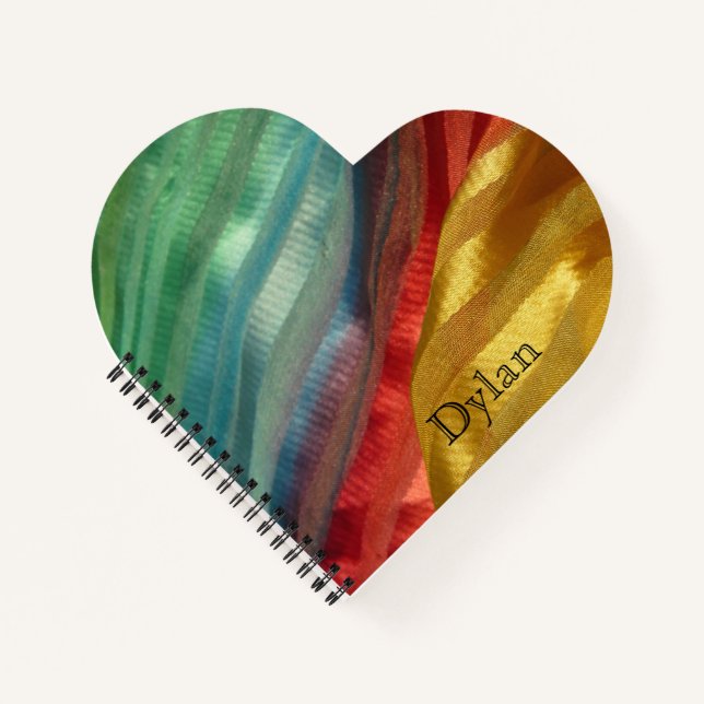Multicolor Silk Fabric Photo with Name Notebook (Front)