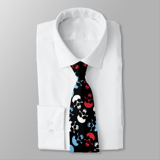 Multicolor Skull Pattern Tie (Tied)
