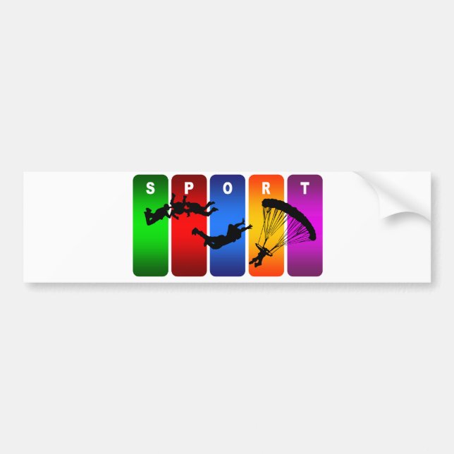 Multicolor Skydiving Emblem Bumper Sticker (Front)