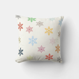 Multicolor Snowflakes Square Pillow