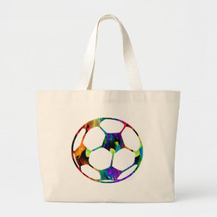 MULTICOLOR SOCCER BALL PRODUCTS LARGE TOTE BAG