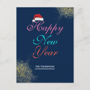Multicolor Sparkling Happy New Year  Holiday Postcard