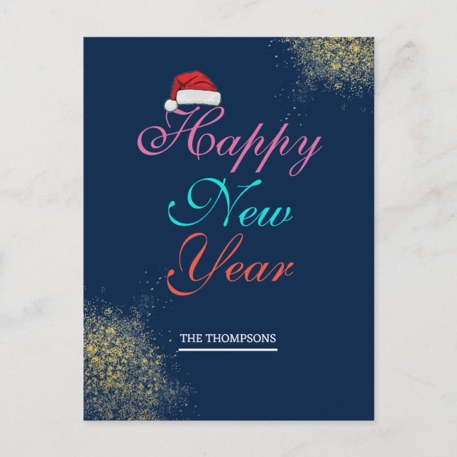 Multicolor Sparkling Happy New Year  Holiday Postcard (Front)