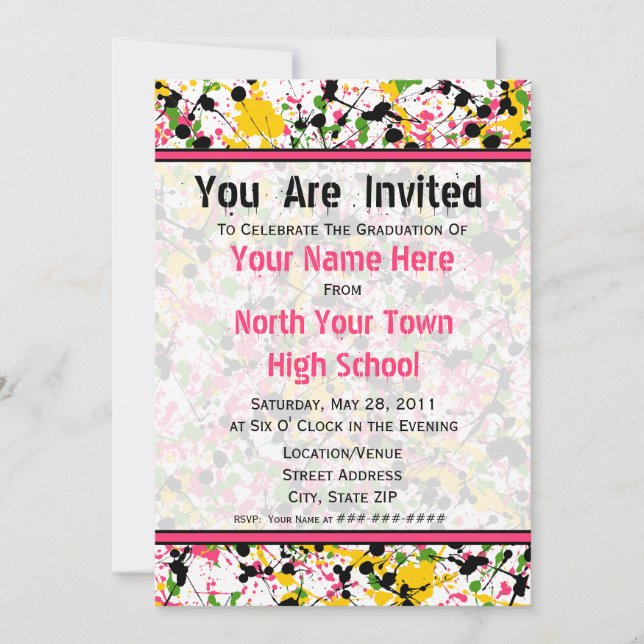 Multicolor Splatter Graduation Invitation - 2011 (Front)