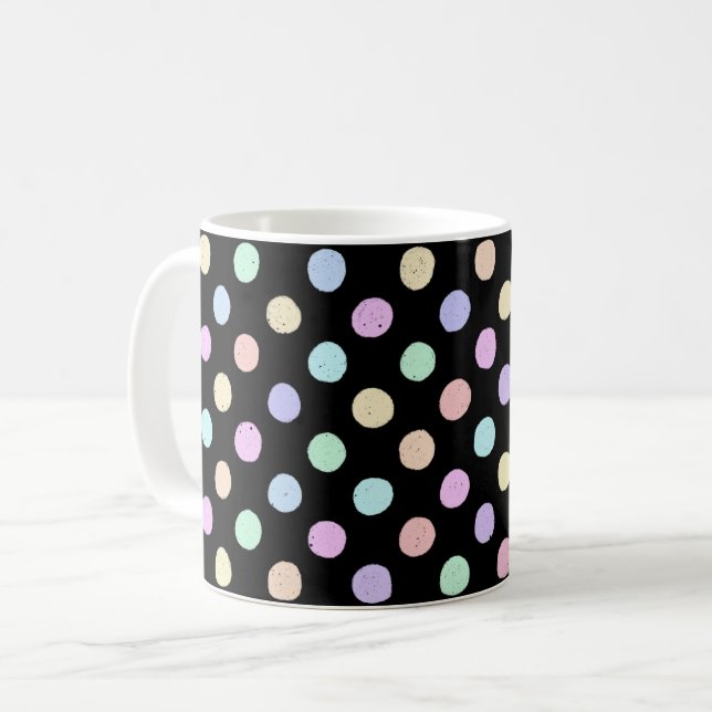 Multicolor Spots on Black Coffee Mug (Front Left)
