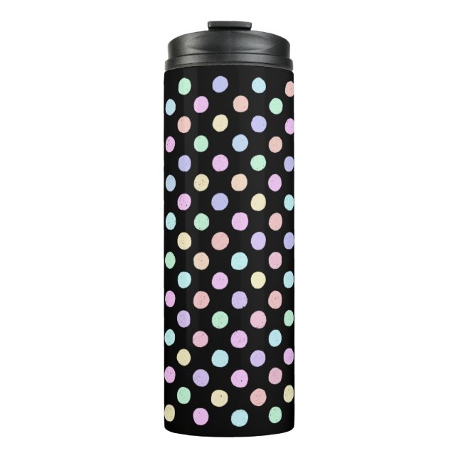 Multicolor Spots on Black Thermal Tumbler (Front)