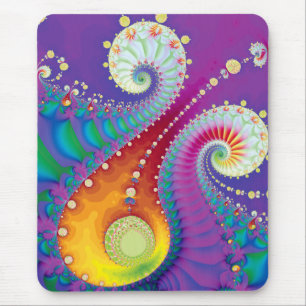 Multicolor Spring Spiral Fractal Mouse Mat