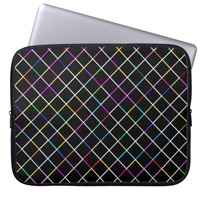 Multicolor Square Lined Pattern Laptop Sleeve (Front)