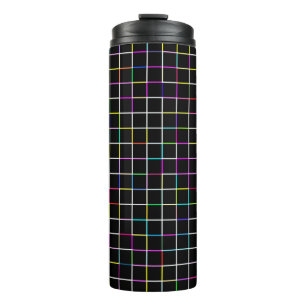 Multicolor Square Lined Pattern Thermal Tumbler
