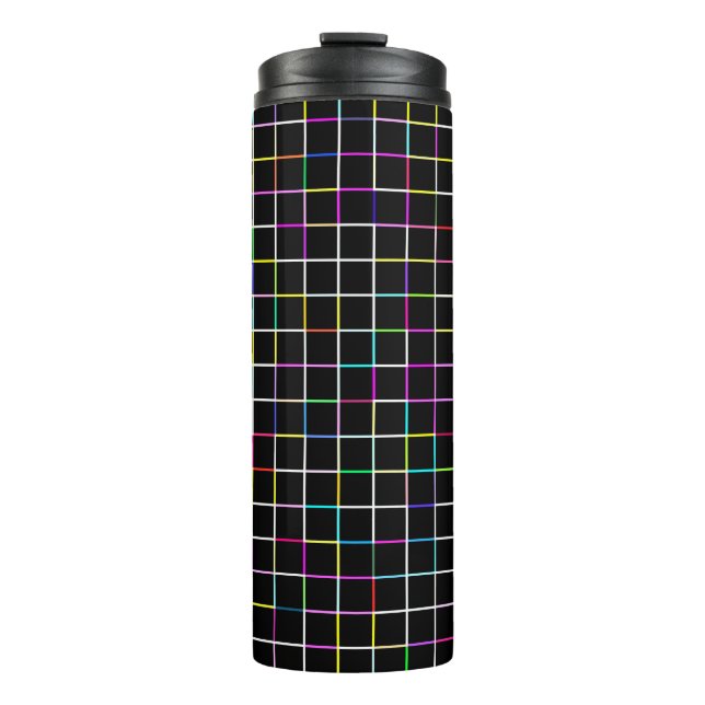 Multicolor Square Lined Pattern Thermal Tumbler (Front)