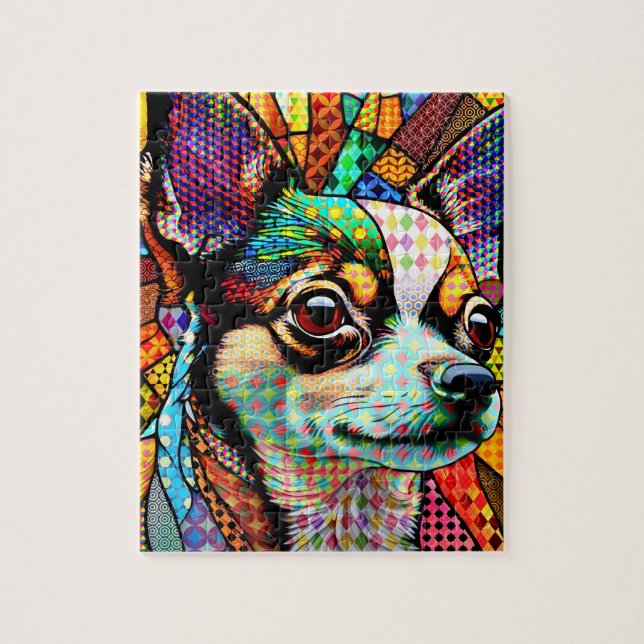 Multicolor Stained Glass Chihuahua Dog 171 Jigsaw Puzzle (Vertical)