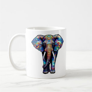 Multicolor Stained Glass Elephant 3 Coffee Mug