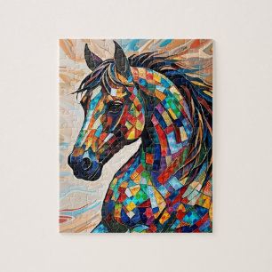 Multicolor Stained Glass Mosaic Horse 15 Jigsaw Puzzle