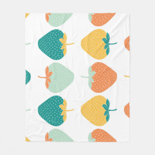 Multicolor Strawberries: Vintage Fruit Pattern. Fleece Blanket