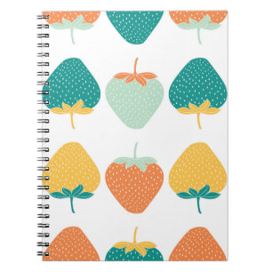 Multicolor Strawberries: Vintage Fruit Pattern. Notebook