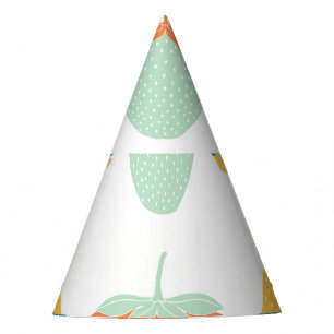 Multicolor Strawberries: Vintage Fruit Pattern. Party Hat